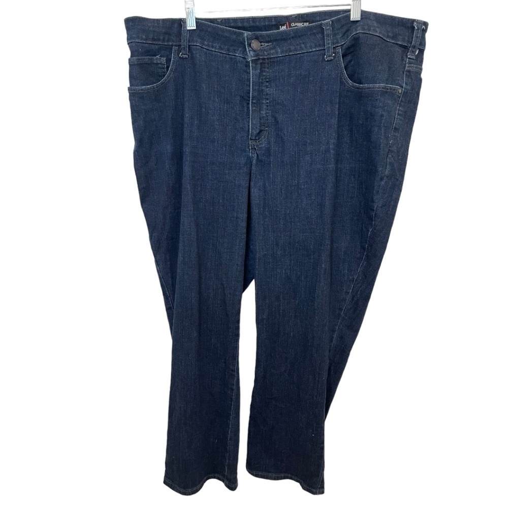 LEE Classic Fit Plus Size Petite Dark Wash Straight Leg Cotton Blend Jeans WP